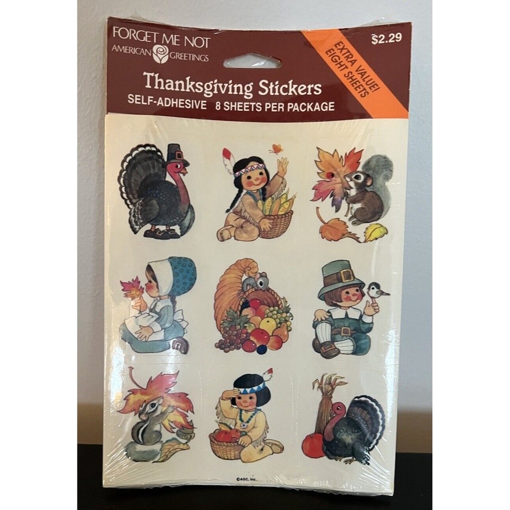 Vintage Forget Me Not American Greetings Thanksgiving Stickers